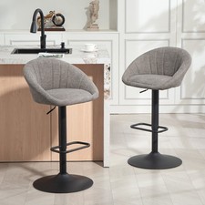 Image of Bar Stools Set of 2 Swivel Height Adjustable Barstools with Backrest