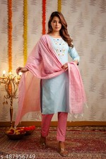 Indian Women's Cotton Kurta/kurti With Plazoo Set Women's Party Festive Outfit