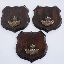 3 Pezzi Targa Stemma Af 19cm Cinghiale Scudo Trofeo Forma Foglie di Quercia