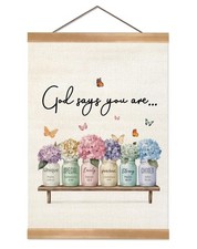 God Says You Are Wall Art Poster,Positive Christian Bible Verse Linen Canvas ...