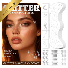 Silver Glitter Freckles Face Tattoos Gems 30Pcs Temporary Makeup Patches Set