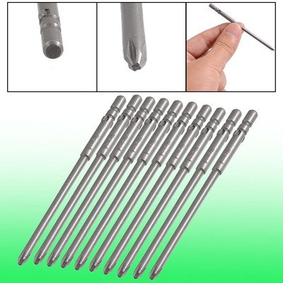 10 x Magnetic 3mm Cross-head 4mm Shank 80mm Long PH1 Screwdriver Bits
