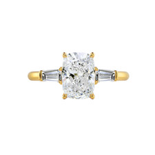 Anello in oro giallo 18 carati con diamanti taglio cuscino da 2,00 ct IGI col...