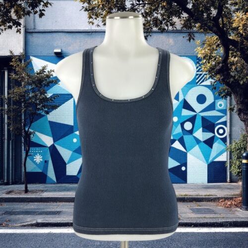 Vintage Y2K Abercrombie & Fitch DAMEN SM geripptes Tanktop blau Strass Glitzer - Bild 9 von 19