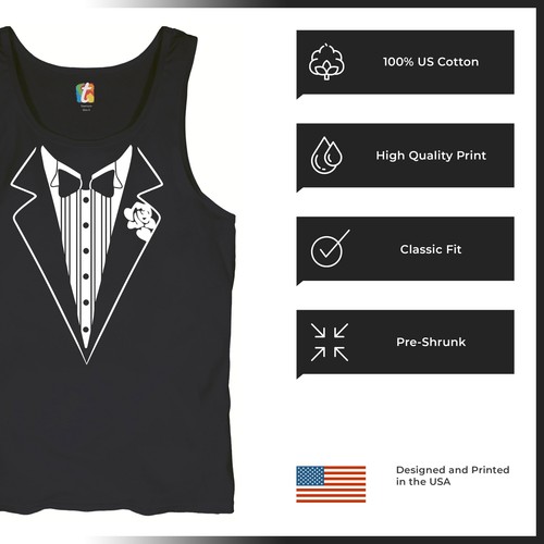 Tuxedo Tank Top Funny Wedding Prom Bachelor Party Top Groom Gift Costume Gym - Picture 6 of 42