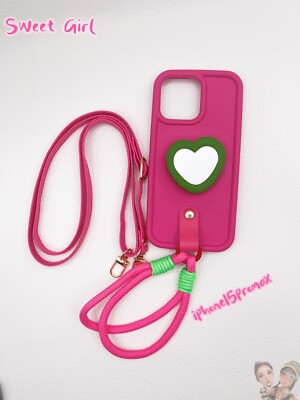 Rose red strap style :iphone 15 pro max case