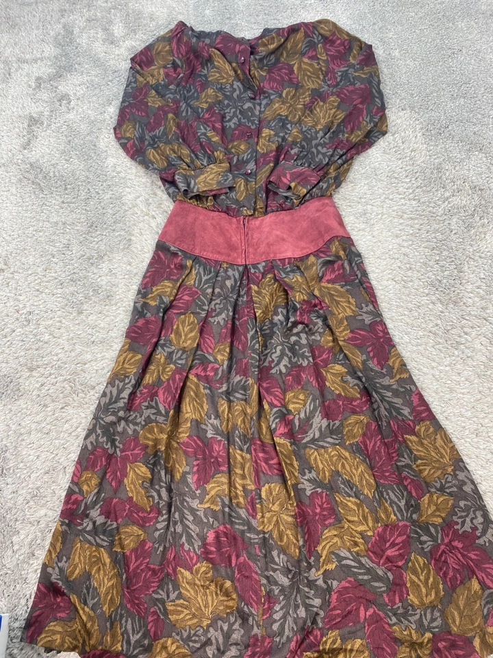 Maxi Vestido De Colección Patty ONeil Para Mujer Pequeño Floral Gamuza Borde Lagenlook Cottage Años 80 Foto 2 de 4