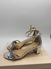 Jewel by Badgley Mischka Giona II Silver Jeweled Open Toe Heels Womens Sz 7.5 M