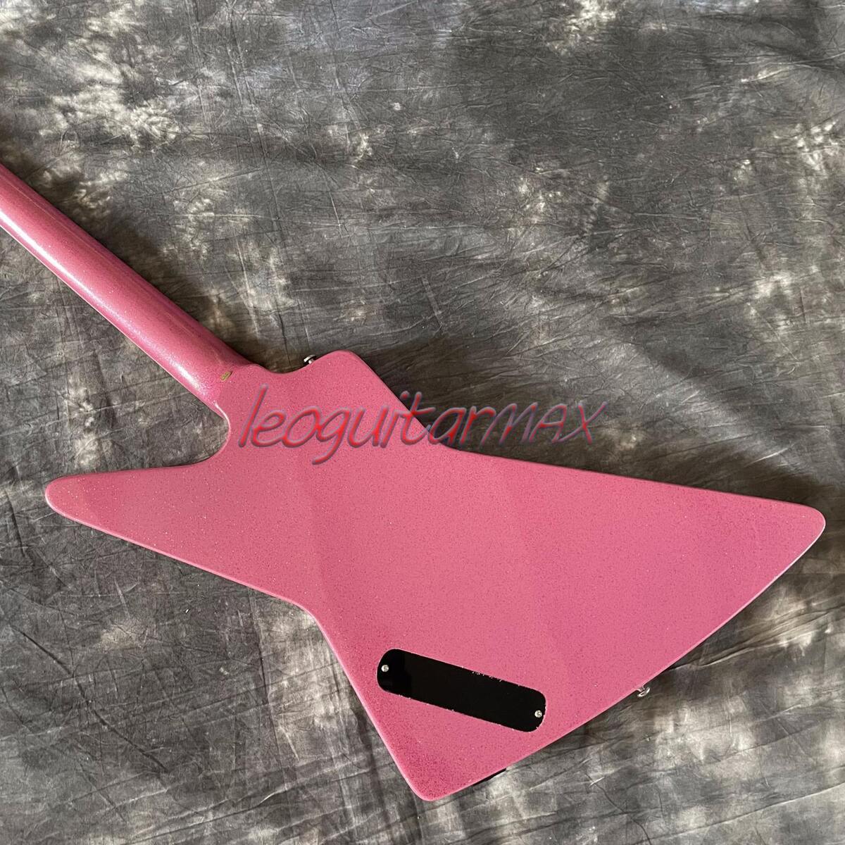 Custom Explorer Electric Guitar Brilliant Pink Sparkle Solid Custom Explorer Electric Guitar Brilliant Pink Sparkle Solid