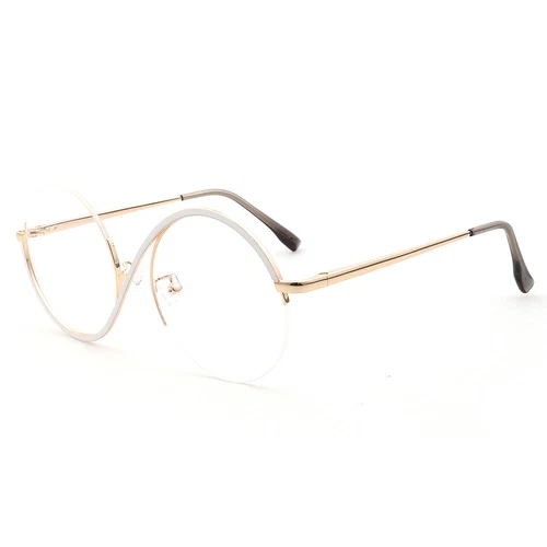 Stilvolle Damen Herren Runde Halbrand Brille Regenbogen Brille Brillengestell Halbrandlos - Bild 9 von 41