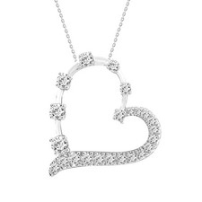 10K White Gold 1/2 CT Natural Round Diamond Ladies Heart Shape Pendant