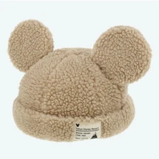Japan Tokyo Disney Resort Mickey Ears Hat Fluffy Brown Winter Cap Limited Editio