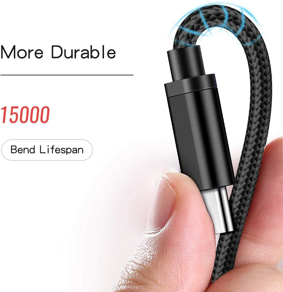 Paquete de 2 cargadores USB tipo C de 6 pies de nailon para Samsung Galaxy A21 Foto 2 de 4