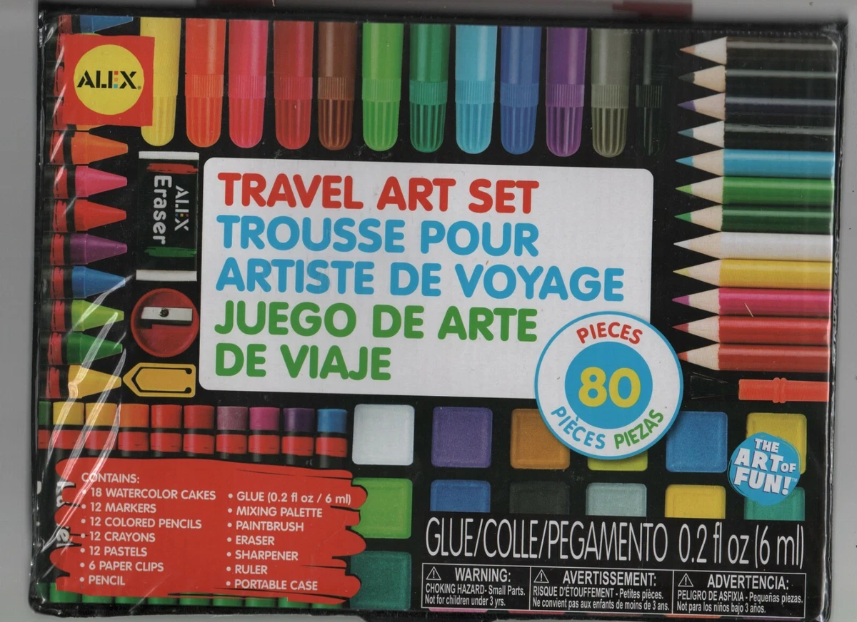 Travel Art Set - Alex - 80 Pieces - Missing Ruler & Paper Clips Otherwise  Unused