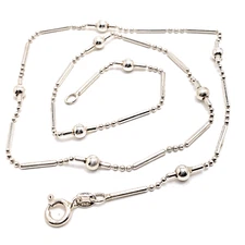 Vintage FAS Sterling Silver Chain Necklace Bead Ball ITALY 18 in Long