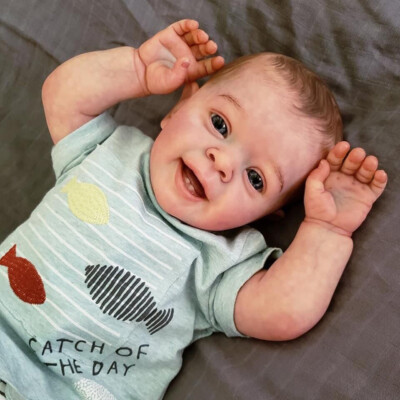 Reborn Baby Doll Lifelike Newborn Vinyl Silicone Real Doll SMILING Boy Gift TOY