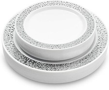 40 Elegant Premium Silver Wedding Dinner Plates Set Premium Tableware