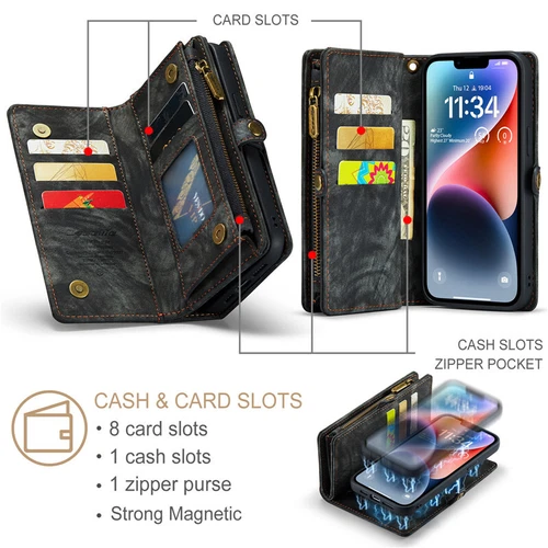 Leder Handyhülle für iPhone 16 15 14 13 12 Pro/Max Magnet Tasche Schutz Wallet - Bild 7 von 64