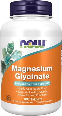 Supplements, Magnesium Glycinate 100 Mg, Highly Absorbable Form, 180 Tablets