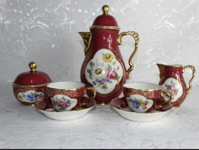 Lindner Kueps Bavaria Demitasse Porcelain Set. Germany! 