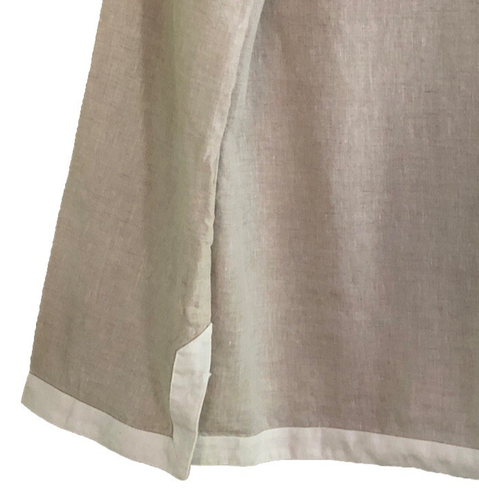 Lands End 100% Linen Split Neck Tunic Top Womens Size M Oatmeal White Lagenlook - Picture 4 of 11