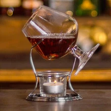 Bar Originale Brandy and Cognac Warmer Glass with Tealight and Holder, Gift Set 
