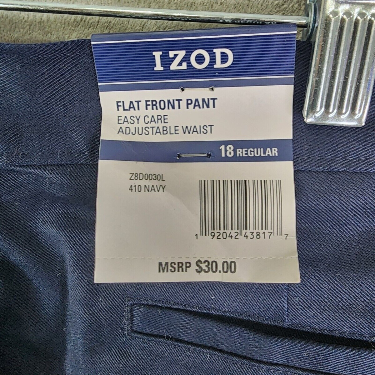 Ｙ Boys Navy Blue IZOD Flat Front Pants Regular Youth Size 18 | eBay