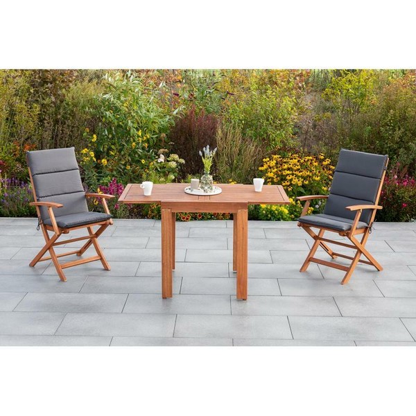 Merxx GartenmöBel Comdoro Set 5Tlg. 2 Klappsessel + 1 Balkonausziehtisch Natur-image