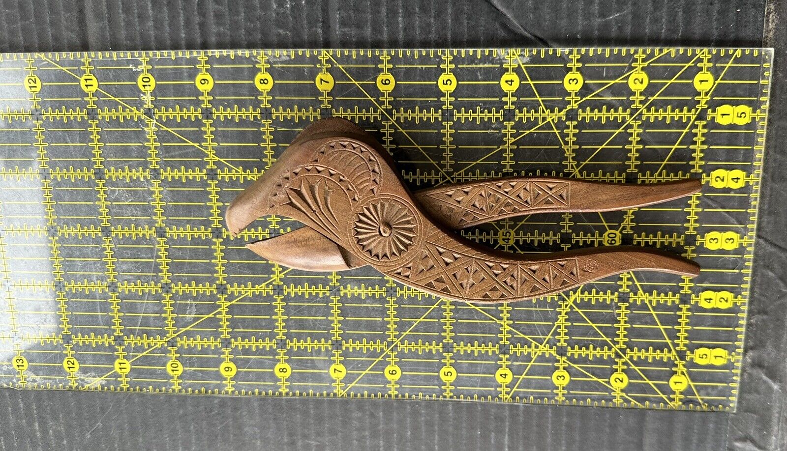 Scandinavian Wooden Nutcracker Hand Carved Treenware Vintage Folk Art Parrot