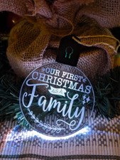 First Christmas as a Family Personalised Name Bauble LED Light Tree Decoration