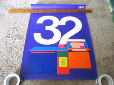 VTG IBM 32 POSTER -1970s - PRINTED IN FRANCE-23.5"x31"- 16-IT SYSTEM/32 IBM 5320