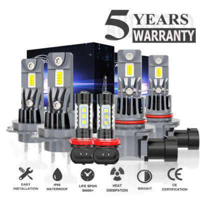 For Mitsubishi Outlander 2014 - 2020 6500K LED Headlight Fog Lamp Bulbs 420000lm
