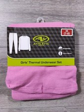 Athletic Works Thermal Underwear Kids Medium 7-8 Pink Shirt Pant PJ Set