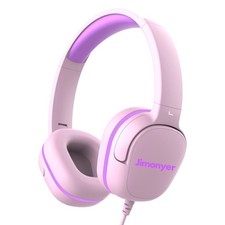 Kids Headphones 3.5mm Wired On-Ear 85dB Volume Limiter Pink