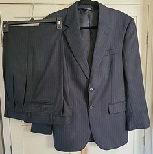 Joseph A Bank 2 Piece Suit Mens 38S 34X29 Dark Charcoal Stripe Wool Cashmere