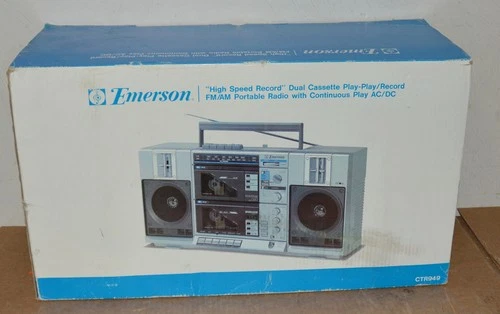 Emerson New Old Stock CTR949 AM FM Stereo Radio Dual Cassette Player Boombox NOS