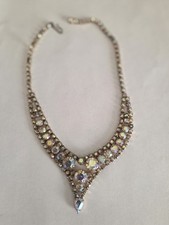Vintage Aurora Borealis Iridescent Rhinestone Collar Necklace