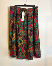 Vintage Alfred Dunner Women s Floral Multicolor Pleated Midi Rayon Skirt