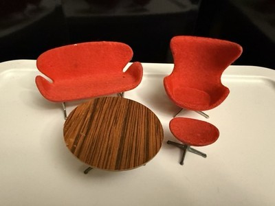 Vintage BRIO Arne Jacobsen Egg Swan Dollhouse Miniature 1960s MCM Furniture