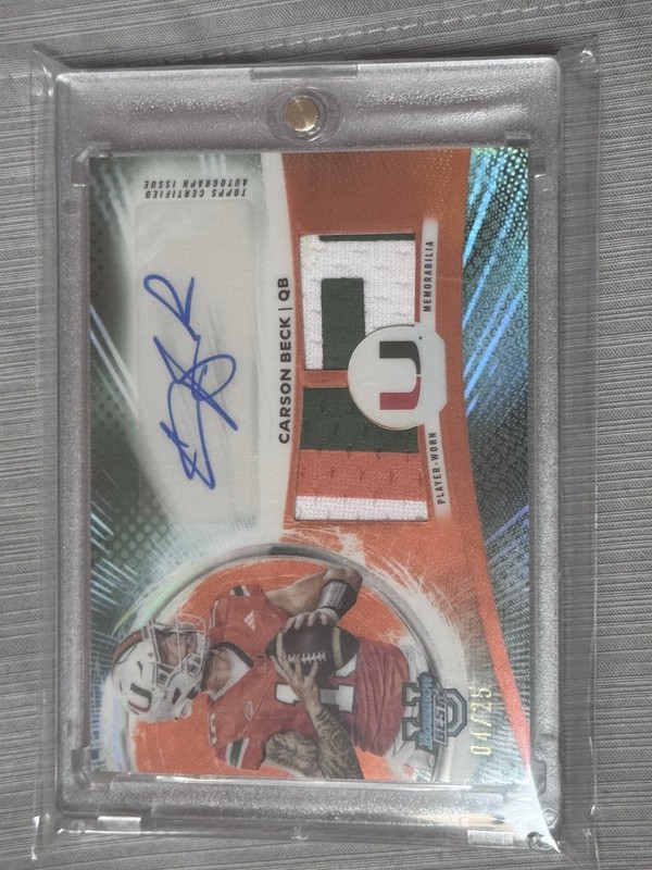 2025 Bowman Best University Carson Beck Dual Multi Color Patch Auto Orange /25