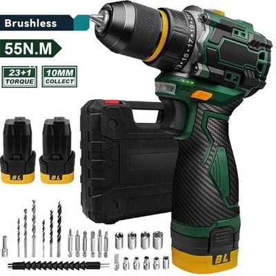 55N.M 10MM 23+1 Torque Brushless Electric Impact Drill Metal Ratchet Chuck