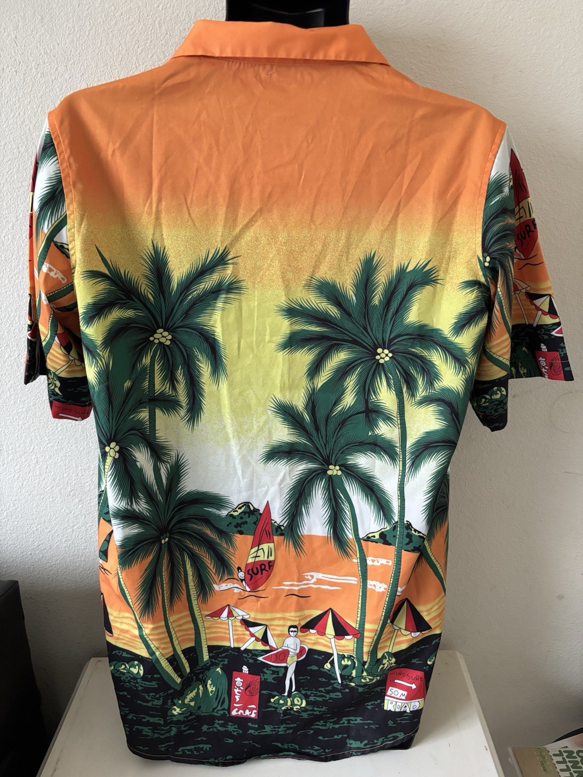 Design in Italy Hawaiian Palm Trees Beaches Shirt Men's Button Down WINDSURE M