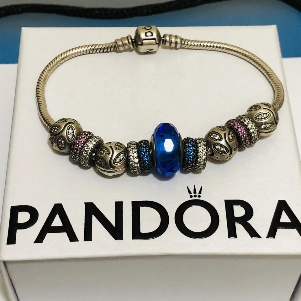 Genuine Pandora Sterling Silver Bracelet with 13charms - Immagine 4 di 4