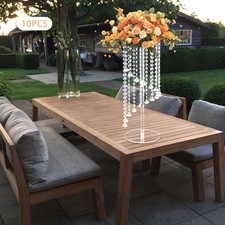 10PCS Acrylic Column Flower Stand Crystal Chains Geometric Wedding Centerpiece