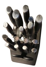 New Calphalon 17-Piece NonStick Knive Kitchen Knife Set w/Self-Sharpening Block