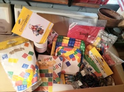 Lot Of Lego Party Supplies For 8. Plates, Napkins, Banner, Decorations