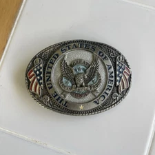 VTG 1980s USA Belt Buckle Great American Products United States Eagle #1823