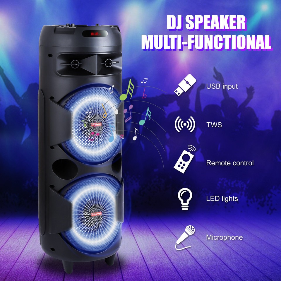 Loud Portable Bluetooth Speaker Dual Sub woofer Party Heavy Bass Sound ...