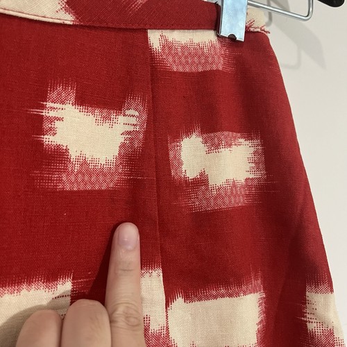 Anthropologie Corey Lynn Calter Ackee Pencil Skirt Red White Linen Blend Size 2 - Picture 3 of 16