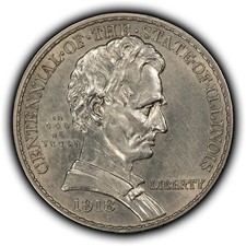 1918 50c Lincoln-Illinois Commemorative Silver Half Dollar - SKU-C1262